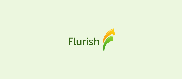 letter f logo design flurish 