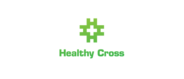 letter h logo design healthy cross 