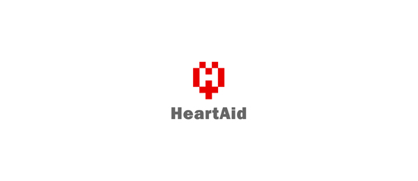 letter h logo design heart aid 
