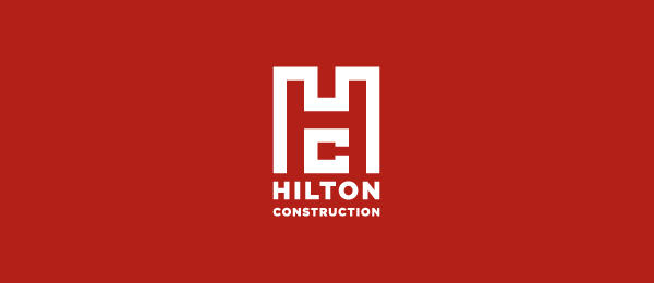 letter h logo design hilton construction 