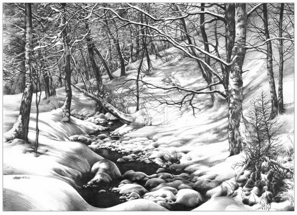 Winter Landscape Drawing