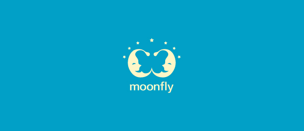 negative space logo moon fly 51 
