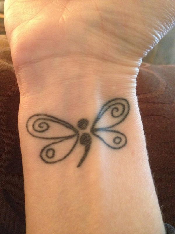 Semicolon Butterfly Tattoo On Wrist