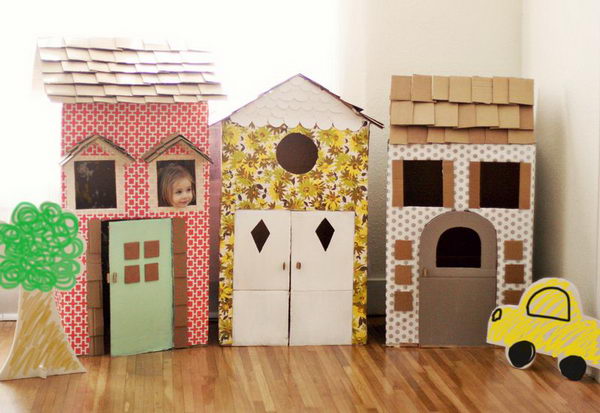 8 homemade cardboard playhouses