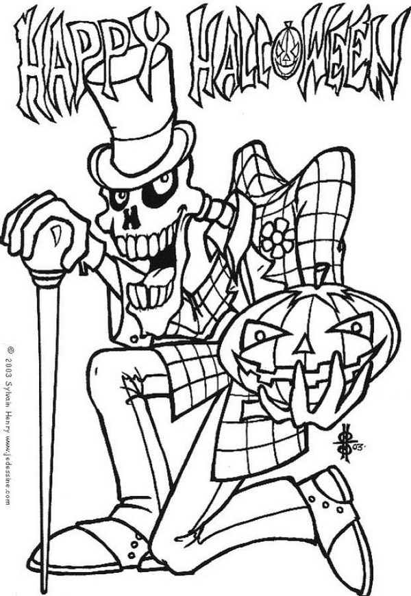 coloring halloween fun printable scary hative monster happy