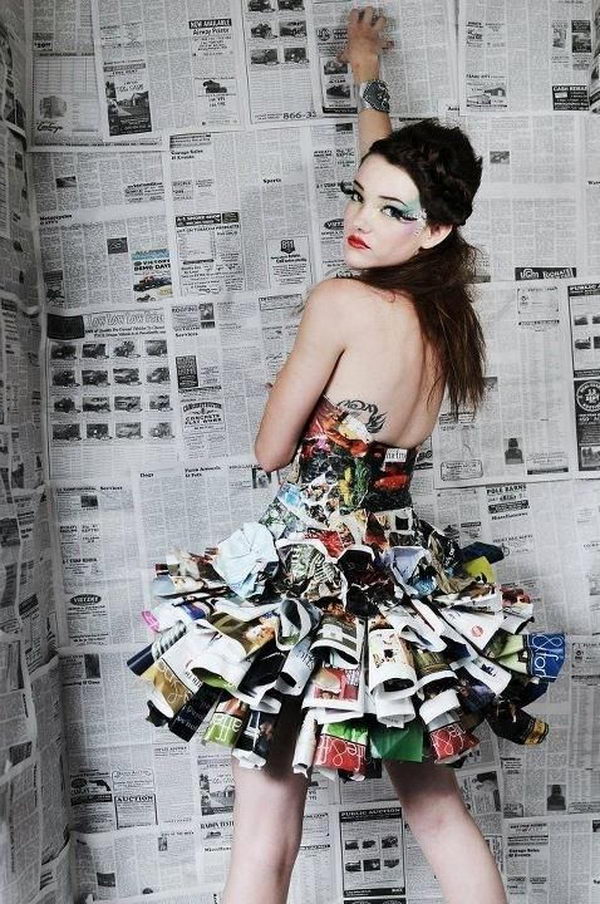 newspaper creative craft recycled paper material trashion magazine magazines dresses reciclado trashed diy con ropa clothes styletic crafts materials clothing