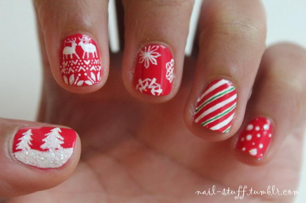 3. "Sparkly and Glittery Christmas Nail Art for a Cool and Festive Vibe" - wide 3