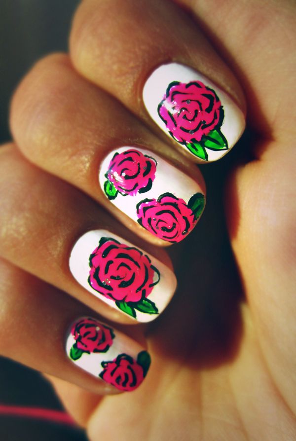 30 Pretty Flower Nail Designs Hative