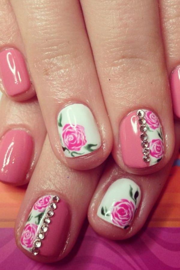 nail flower pretty nails flowers floral gel manicure spring hative tips rose shellac pink para different source con really polish