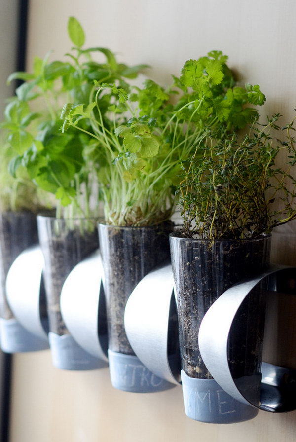 indoor garden herb diy cool hative watering planters bottle self glass source