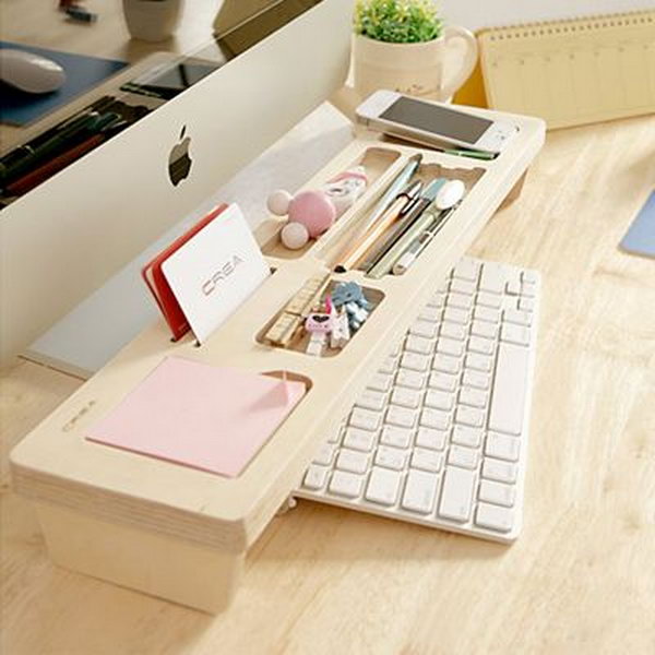 Wooden Keyboard Shelf. Creatively organized home office boosts your mood and make you more productive. 