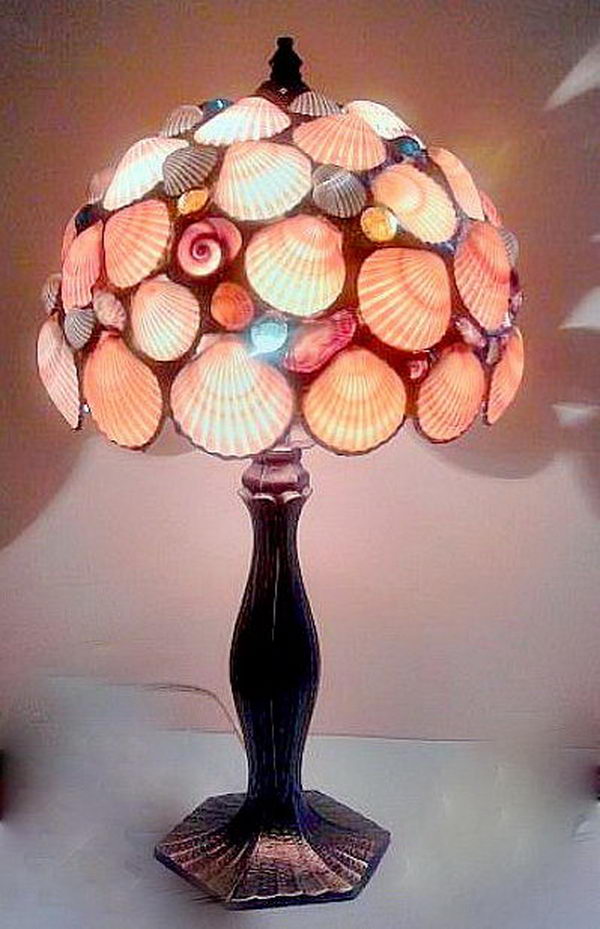 seashell seashells lamp cool lamps diy decor hative candle frames idea shade