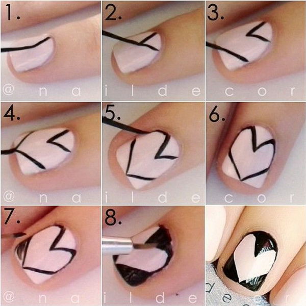 Step By Step Heart Nail Art Designs for Valentine’s Day Hative