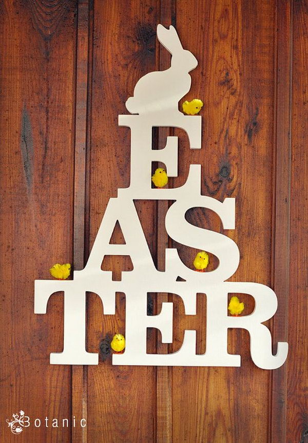 Wooden Easter sign with white bunny on the top gives off a vintage style, it looks so fantastic that I can’t wait to display it on the wall or the hang on the door. 