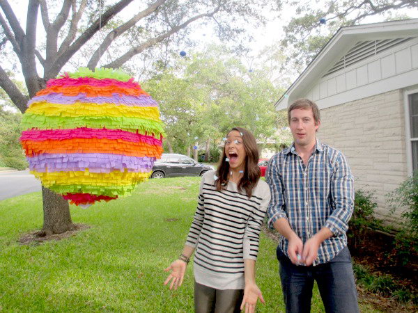 Surprise Lantern Gender Reveal Party. Pose under your giant pinata to share the announcement by the countdown and releasing the pinata from the tree, as it tumble to the grass, the confetti either pink or blue spill out to share the big news. 