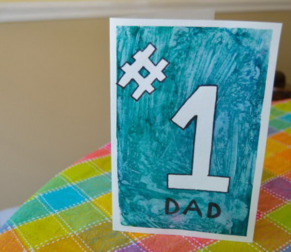 Hand Painted Number 1 Father's Day Card 