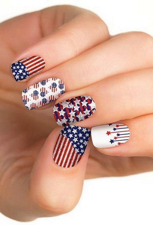 30 Flashing Patriotic 4th of July Fireworks Inspired Nail Art Ideas