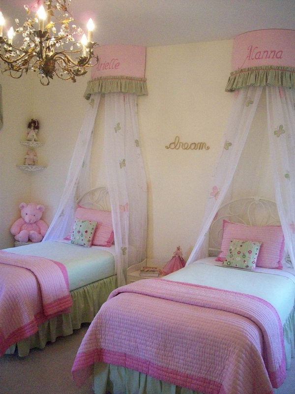 bedroom twin cute bed rooms beds bedrooms pretty bunk princess decor twins designs pink idea hative toddler decorating kid source