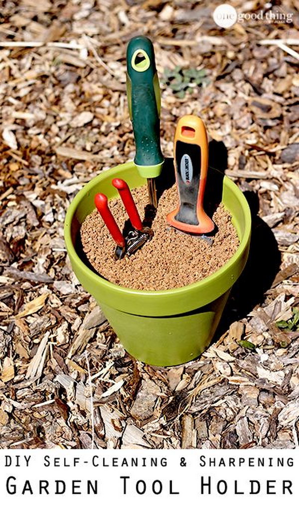 Make a Self Cleaning and Self Sharpening Garden Tool Holder 