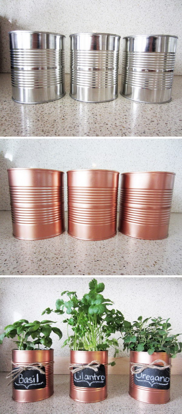 DIY Copper Tin Can Planters