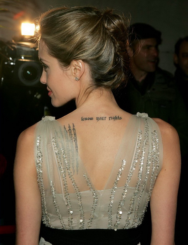 Angelina Jolie Neck Tattoo