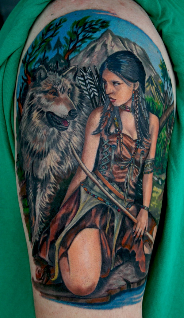 native american female warrior tattoo