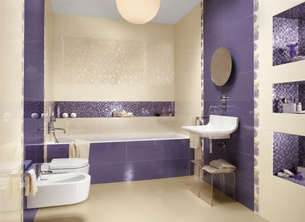 Purple Small Bathroom Design Photo