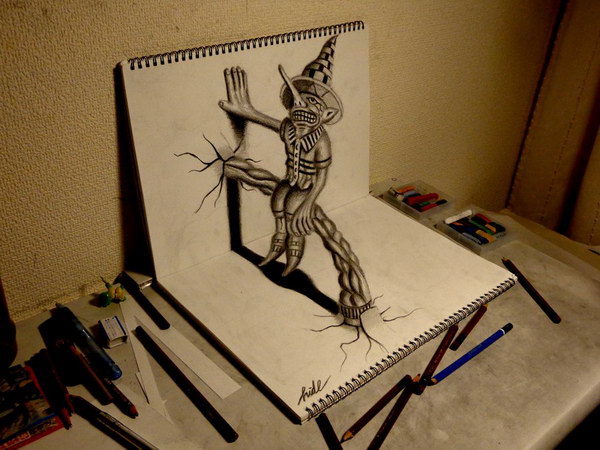 3d-drawing-scarecrow-on-book