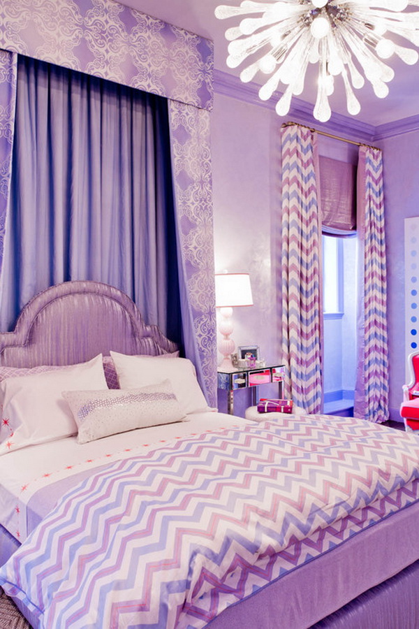 Schlafzimmer Dekor Pink und Lila