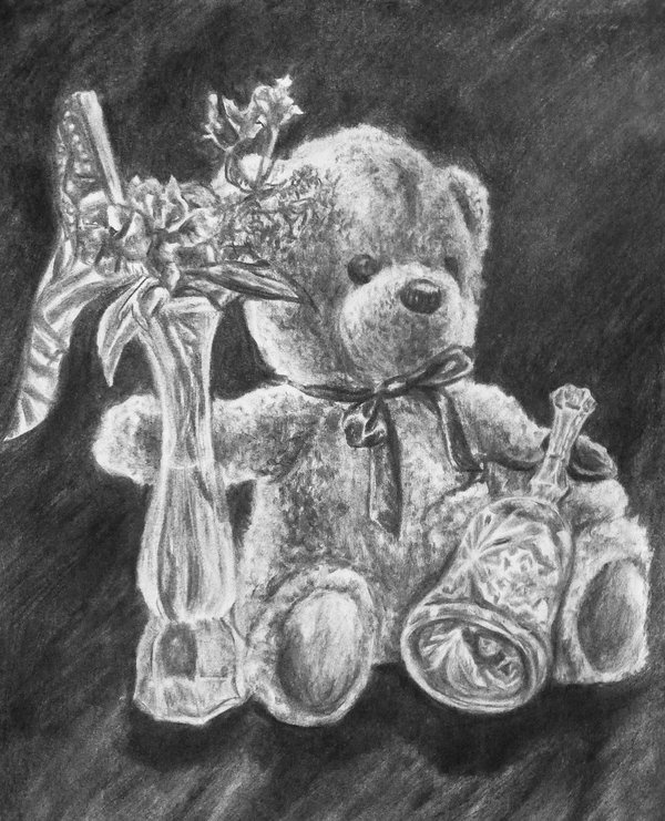 Pensive teddy bear. Hand drawing sketch on white background. Stock  Illustration | Adobe Stock