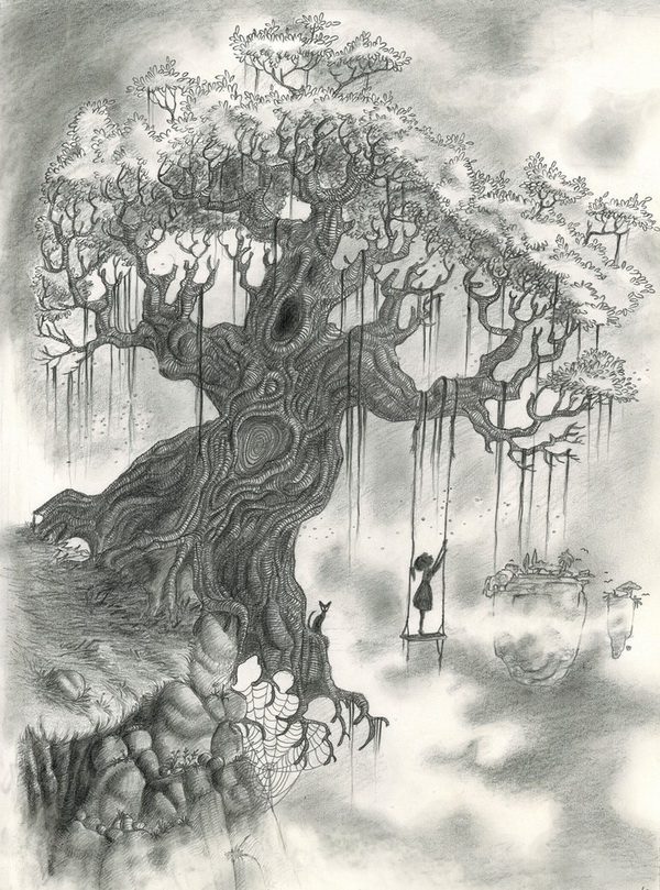 drawings of trees in pencil