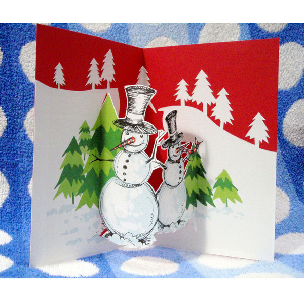HANDMADE 3D POP UP CHRISTMAS NEW YEAR GREETING CARD KIRIGAMI SNOWMAN REINDEER * 