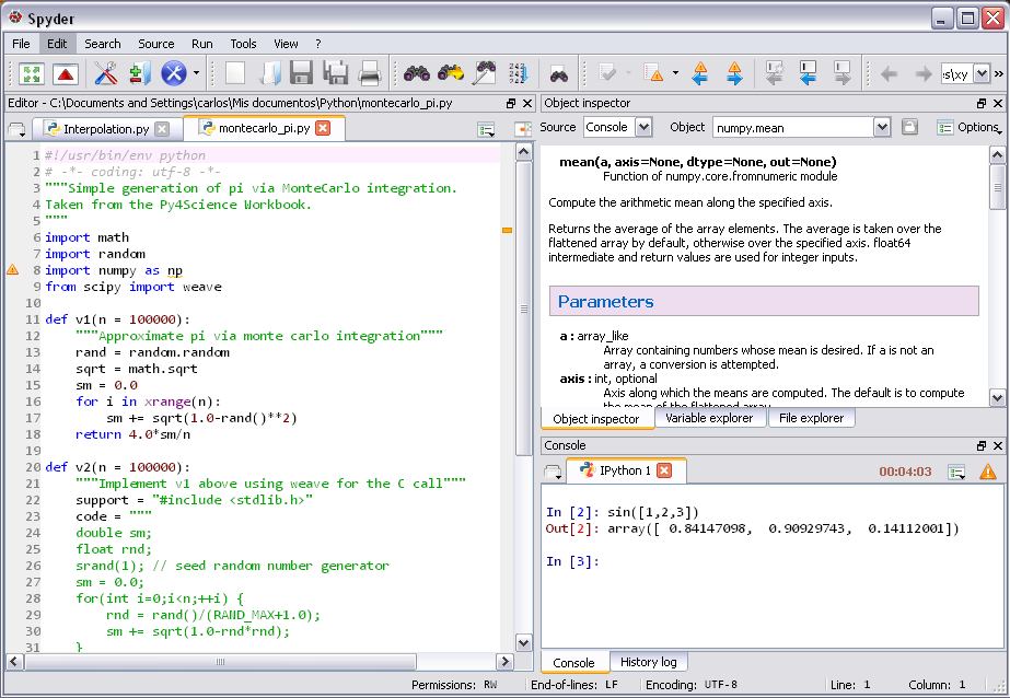 python ide like matlab for mac