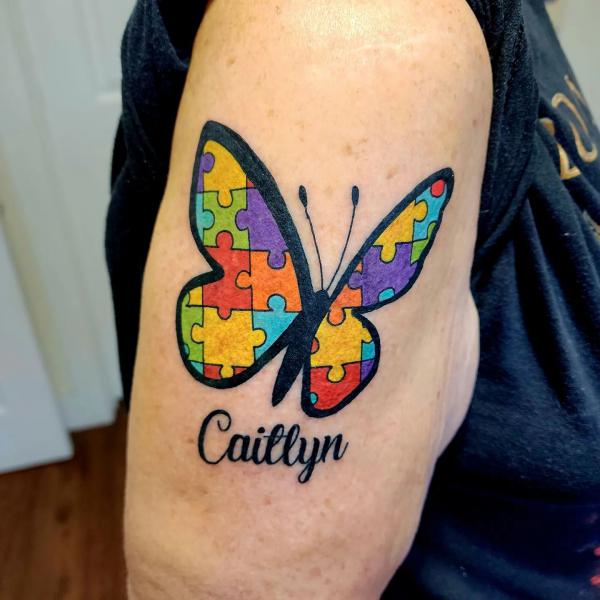 Butterfly puzzle tattoo