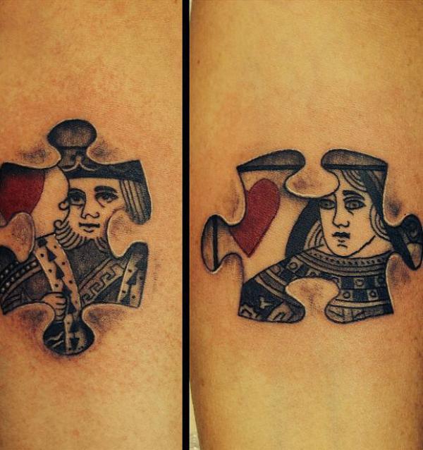 King and Queen of Hearts puzzle tattoo