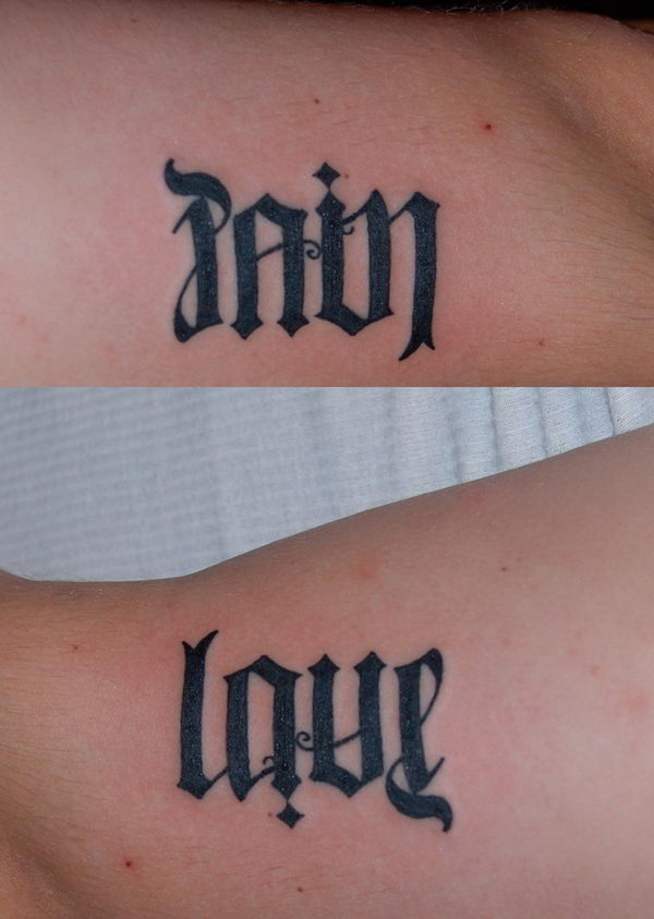 ambigram creator say two different things