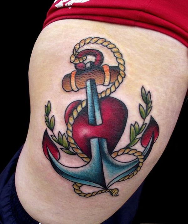 anchor tattoos with hearts