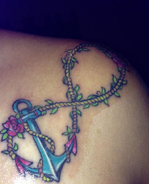 anchor infinity tattoos on hip