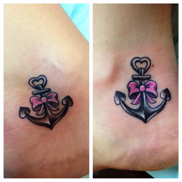 matching anchor heart tattoo