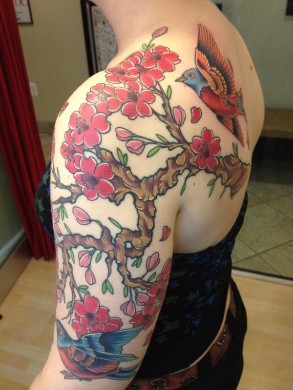 40 Cute Cherry Blossom Tattoo Design Ideas - Hative