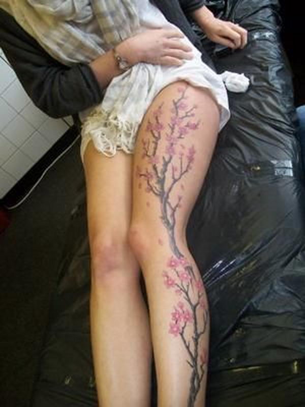 25-cherry-blossom-tree-leg-tattoo