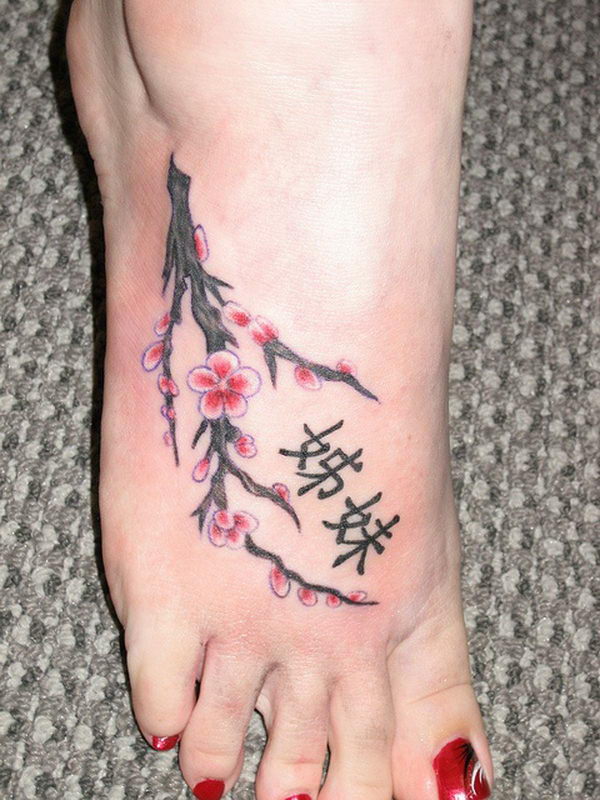 cherry blossom ankle tattoo designs