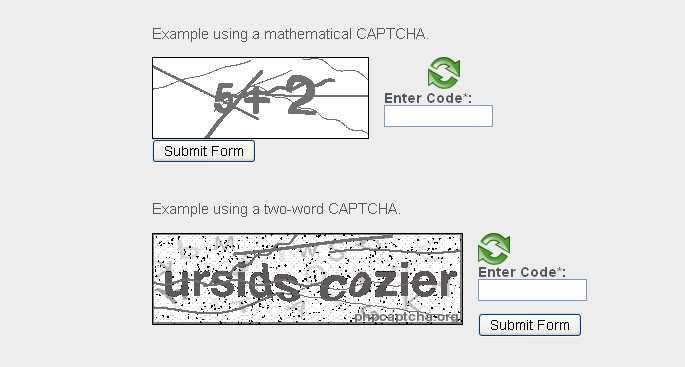 Защита форм картинкой captcha