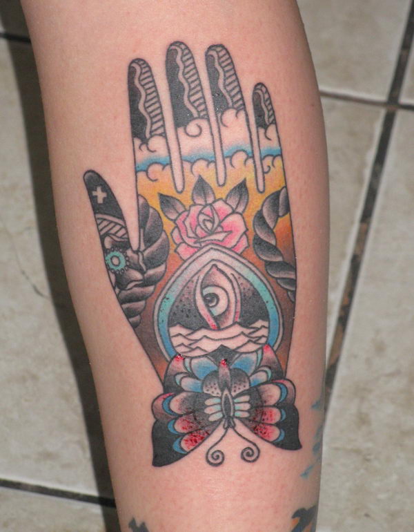 2 traditional hamsa tattoo