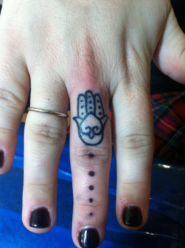 Simple Black Hamsa Tattoo On Wrist