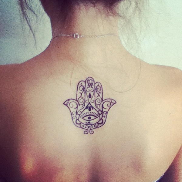 Hamsa Tattoo Behind Ear