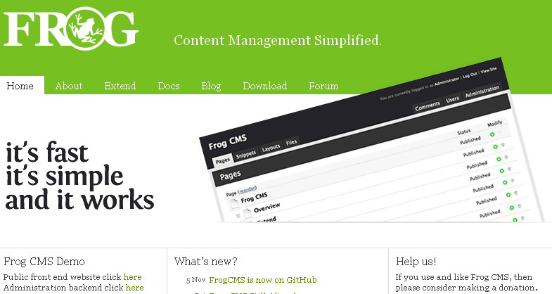 Open Source Simple Php Cms Frog Hative