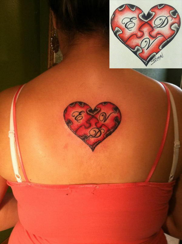 Arm Heart Puzzle Tattoo by Camila Rocha