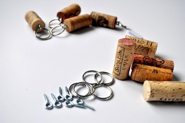 DIY Wine Cork Key Chains. 