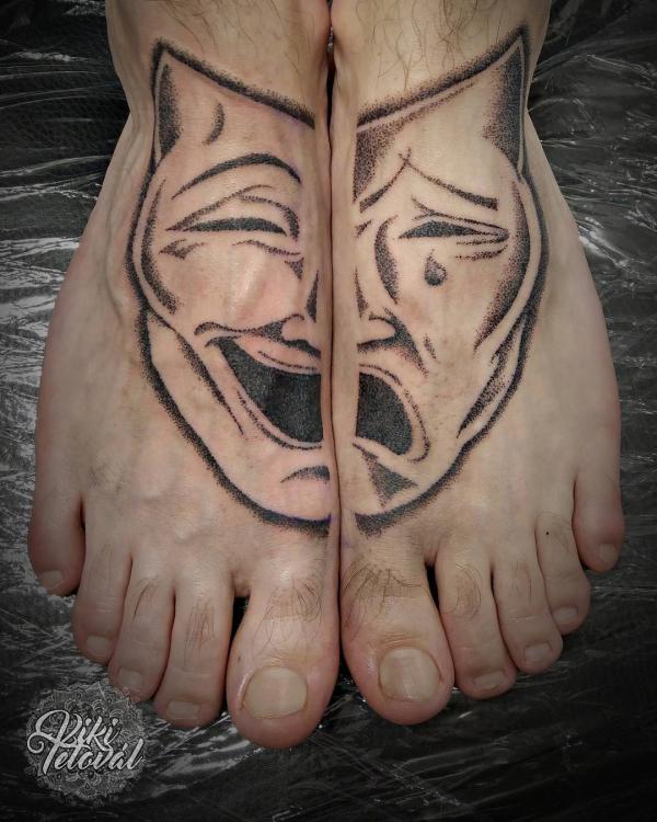 Half smile half Cry feet Tattoo